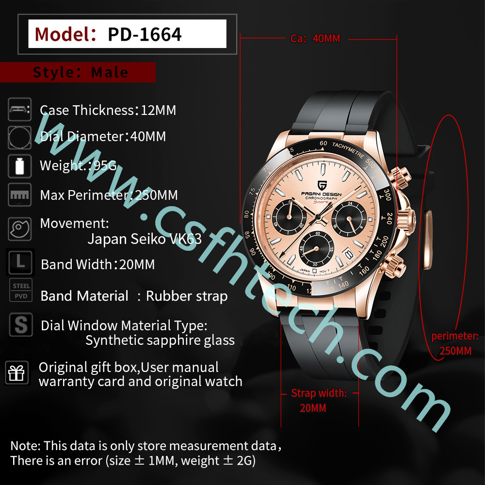 Csfhtech  New PAGANI DESIGN Mens Quartz Watches Automatic Date Luxury Gold Wristwatch Men Waterproof Chronograph Japan VK63 Clock man (4).jpg