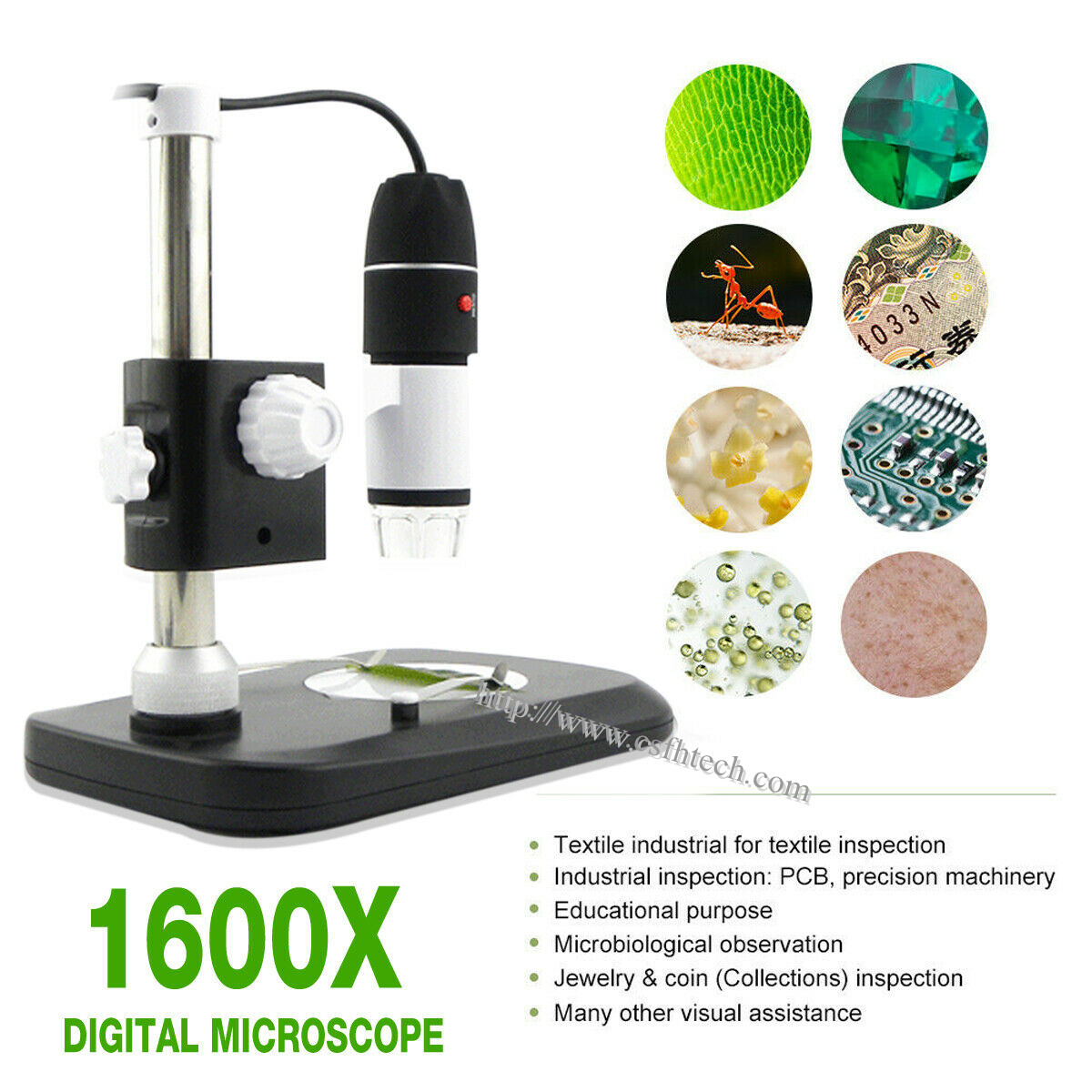 2020 The Best Quality1600X 8 LED Zoom USB Digital Microscope Magnifier Endoscope Camera +Video Made In China Factory 