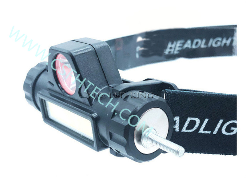 Csfhtech Globleseller USB Rechargeable Strong Light LED+COB Headlamp USB Charging with Magnet LED Headlamp 3W COB Q5 High Lumen Lithium Battery Waterproof 2 Blocks Large Headlamp