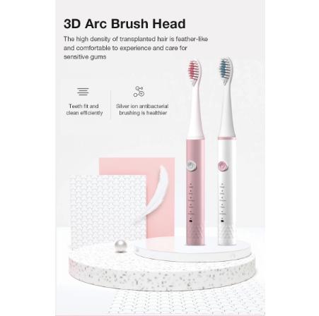Csfhtech Sonic Electric Toothbrush Adult Timer Brush 5 Mode USB Charger Rechargeable Tooth Brushes Replacement Heads Set