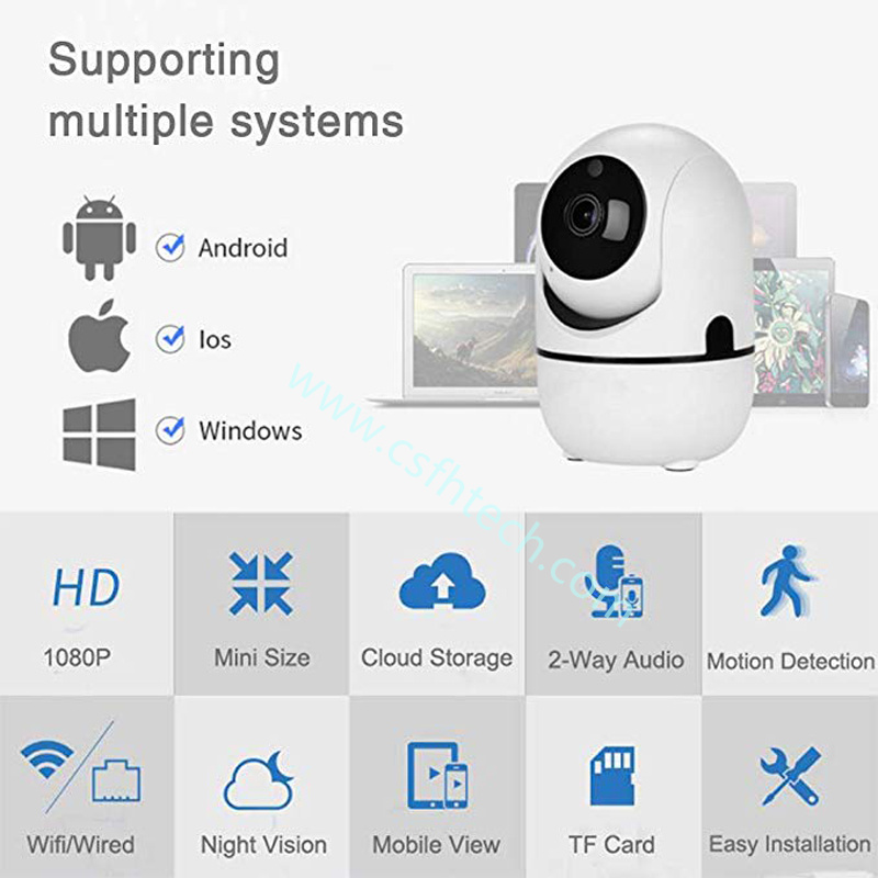Csfhtech YCC365 Plus IP Camera Video Surveillance 1080P WiFi Home Security Wireless IP Camera Cloud Auto Tracking Motion Detection Cam