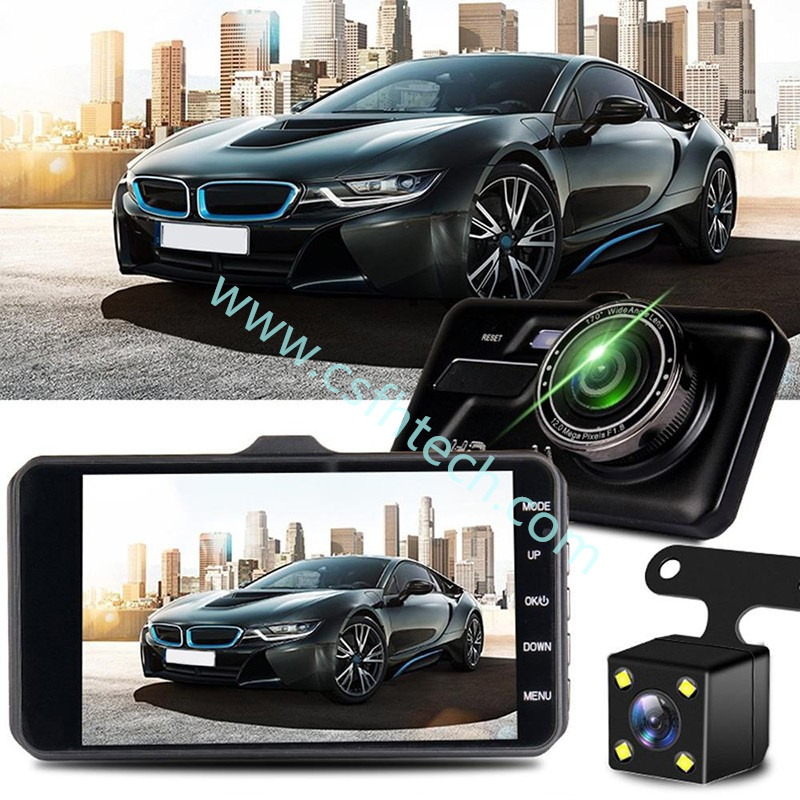  Csfhtech Car DVR Dash Cam Car Video Recorder Dual Lens Full Touch HD 1080P 4 IPS Vehicle Camera Front+Rear Night Vision Gsensor Parking