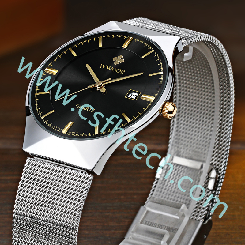 Csfhtech WWOOR-8016 Ultra thin Fashion Male Wristwatch Top Brand Luxury Business Watches Waterproof Scratch-resistant Men Watch