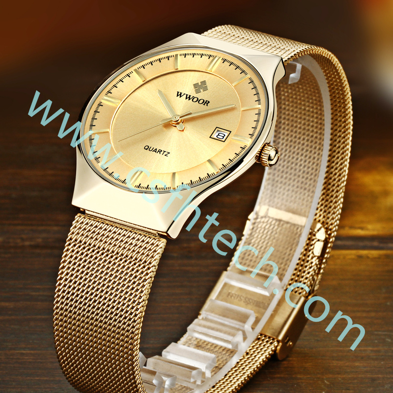 Csfhtech WWOOR-8016 Ultra thin Fashion Male Wristwatch Top Brand Luxury Business Watches Waterproof Scratch-resistant Men Watch