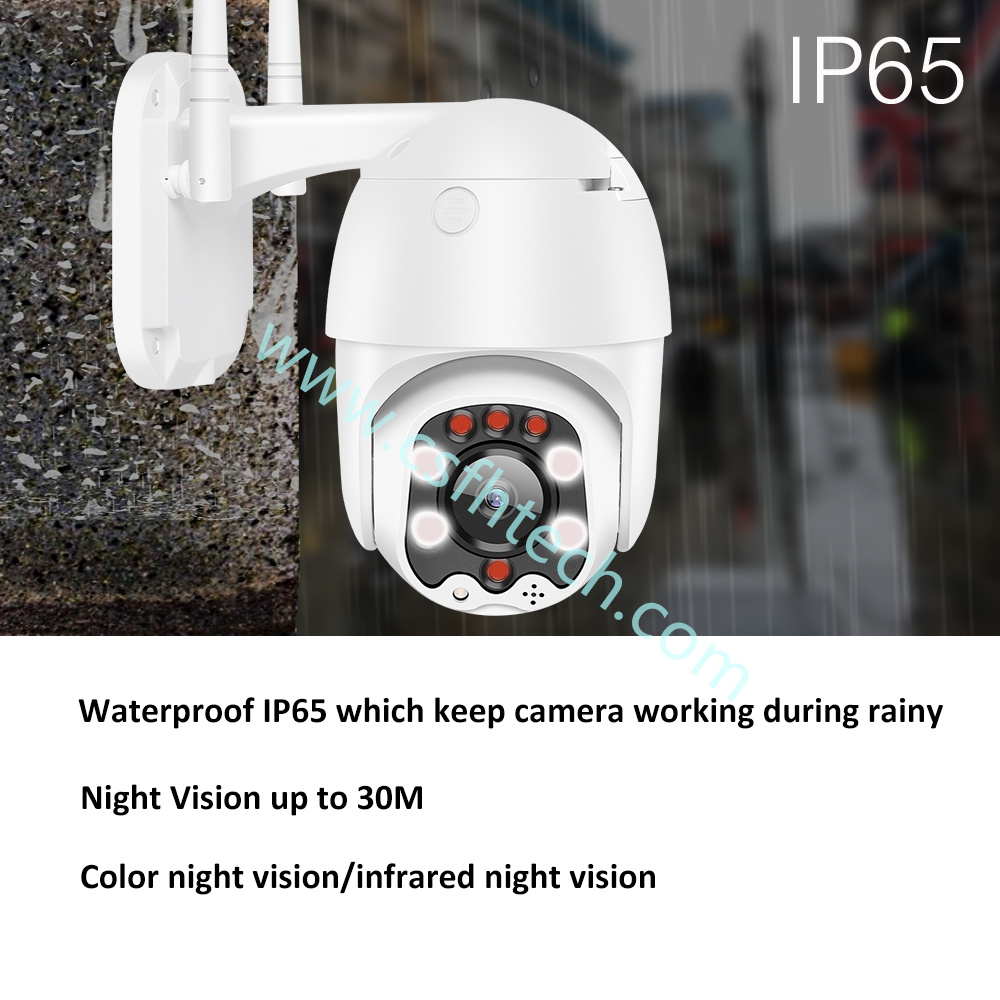 Csftech 3G 4G SIM Card IP Camera 1080P HD Camera WIFI PTZ Dome Camera Outdoor 2 Way Audio Security CCTV P2P IR Night Vision 30M