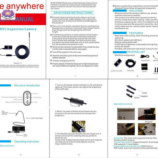 The Best New 8mm Wifi Endoscope 1/1.5/2/3.5/5 Long Cable Support compteur built in battery Made In China Factory