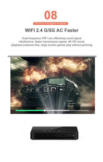 2020 The  Best New High Quality   854 x 480 Android 7.1.2  10Plus Mini Pocket Projector 4K DLP Smart Handheld LED WIFI Home Theater Projector, Support USB / TF / HDMI  Made In China Factory