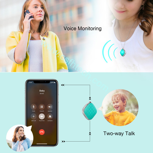 Csfhtech  Mini GPS Child WiFi tracking SOS 5 Days Standby GPS Tracker Children Two Way Talk Geo-fence Voice Monitor Kids Necklace