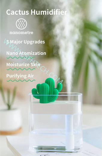 csfhtech Clear Cactus Ultrasonic Air Humidifier 160ML Color Light USB Air Purifier Anion Mist Maker Water Atomizer