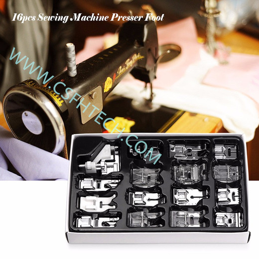 csfhtech 16pcs Sewing Machine Presser Foot Feet Kit Set With Box Brother Singer Janom Sewing Machines Foot Tools Accessory Sewing Tool  16Pcs Domestic Sewing Machine Presser Foot Feet