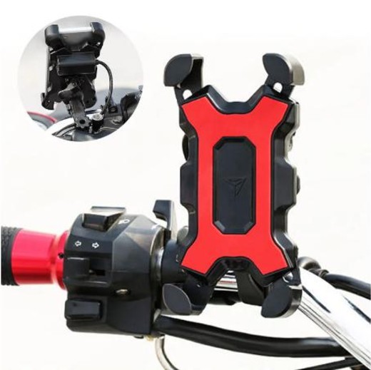 Csfhtech   Bicycle Mobile Phone Holder Handlebar Mount Stand USB Charger Bike Motorcycle Cellphone Clip Bracket For Iphone Samsung Huawei  Bicycle Mobile