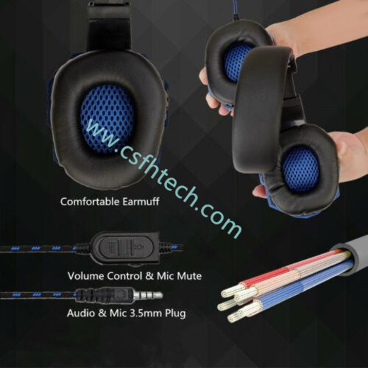 Csfhtech  Potable Headset Gaming headset Wired Gaming Headset Headphone for PS4 Xbox One Nintend Switch iPad PC microphone