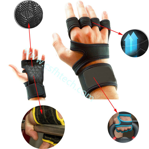Csfhtech Men Fitness Weight Lifting Gloves Gym Gel Full Palm Protection Gym Workout Protector Gloves Training Power Lifting Equipment