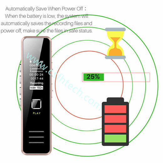  Csfhtech USB Sound Recorder 32GB Rechargeable Digital Audio Sound Recorder Dictaphone MP3 Player DSP Noise Reduction HD Remote Recording