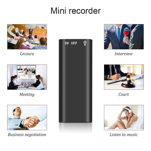  Csfhtech 8G Mini Digital Audio Voice Recorder Dictaphone Stereo MP3 Music Player 3 in 1 8GB Memory Storage USB Flash Disk Drive