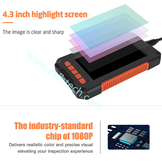 Csfhtech 3.9mm Industrial Endoscope Camera 1080P HD 4.3” IPS Screen Pipe Drain Sewer Duct Inspection Camera IP67 Snake Camera WIth 32GB TF Card 