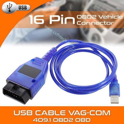 Csfhtech Car USB Vag-Com Interface Cable KKL VAG-COM 409.1 OBD2 II OBD Diagnostic Scanner Auto Cable Aux USB Vag-Com interface cable 