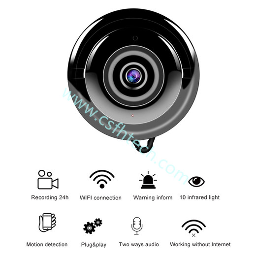  Csfhtech Mini Camera Wifi 1080P Home Security Wireless IP Camera CCTV Infrared Night Vision Motion Detection SD Card Slot Audio V380 APP