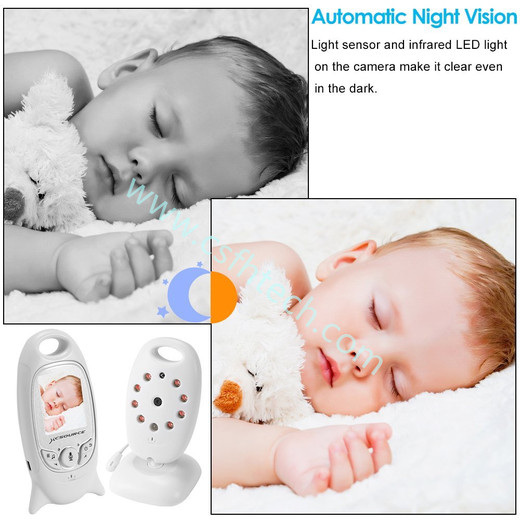  Csfhtech Babyphone Camera Bebe Video Nanny Radio Wireless Babysitter Baby Monitor Two Way Talk Night Vision Temperature with 8 Lullaby