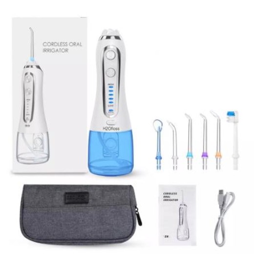 Csfhtech Free Shipping 5 Modes Oral Irrigator USB Rechargeable Water Floss Portable Dental Water Flosser Jet 300ml Irrigator Dental Teeth Cleaner + 5x Nozzles & 1x Toothbrush Head & 1x Storage Bag 