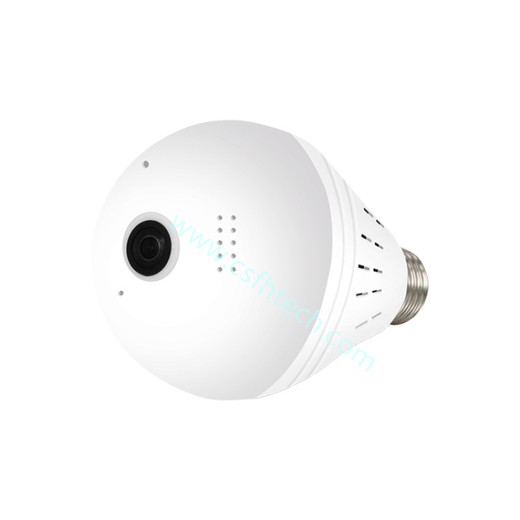 Csfhteh Mini IP Camera 360 Degree LED Light 960P Wireless Panoramic Home Security Security WiFi CCTV Fisheye Bulb Lamp Two Ways Audio