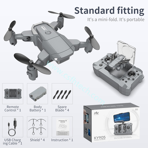 Csfhtech KY905 Mini Drone with 4K Camera HD Foldable Quadcopter One-Key Return Wifi FPV RC Helicopter Quadrocopter Kid's Toys