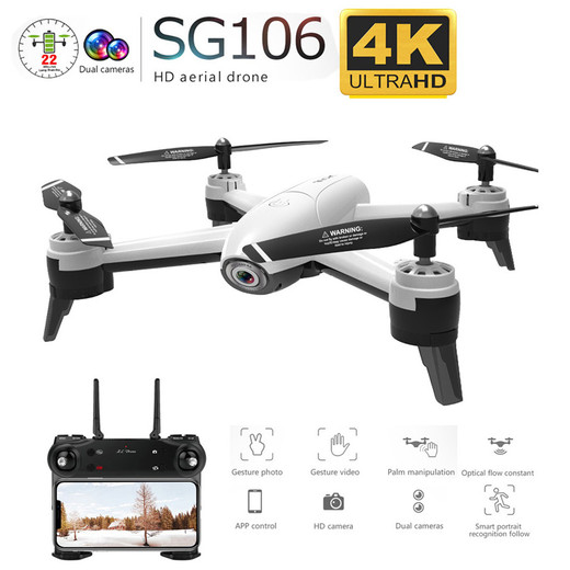 Csftech SG106 WiFi FPV RC Drone 4K Camera Optical Flow 1080P HD Dual Camera Aerial Video RC Quadcopter Aircraft Quadrocopter Toys Kid