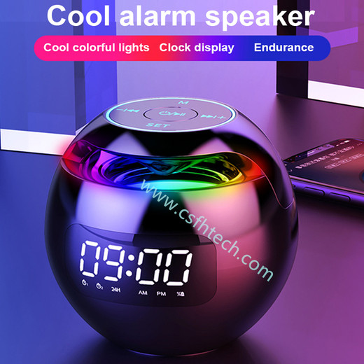 Csfhtech Mini Speaker Portable Column Bluetooth Speaker Sound box with LED Display Alarm Clock Hifi TF Card MP3 Music Play