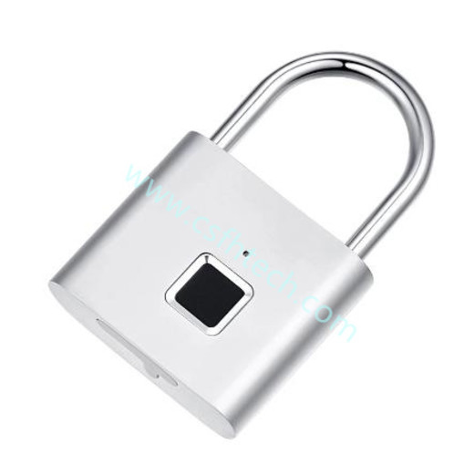 Csfhtech  Black silver Keyless USB Rechargeable Door Lock Fingerprint Smart Padlock Quick Unlock Zinc alloy Metal Self Developing Chip