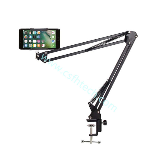 Csfhtech 3 60 Rotating Flexible Long Arms Mobile Phone Holder For iPhone Xiaomi Desktop Bed Lazy Bracket Phone Stand Metal Clamp Support
