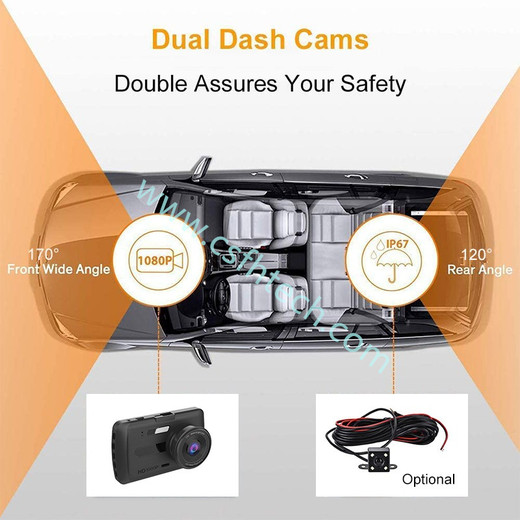  Csfhtech Q1 Car DVR Dash Camera Rear View Video Recorder 3.6 1080P HD WDR Loop Recording G-sensor Night Vision 170 degree Wide Angle Dash Cam 