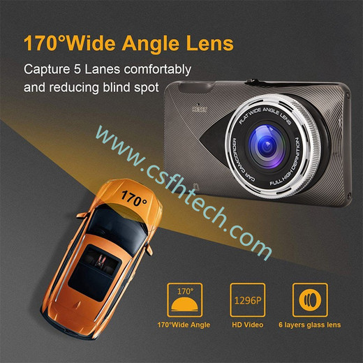  CsfhtechQ10 1296P Car DVR Dash Camera Rear View Video Recorder HD 4 ADAS Loop Recording Night Vision G-sensor 170 degree Wide Angle Dash Cam
