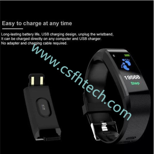 csfhtech Smart Bracelet Watch 115 Plus Smart Wristband Fitness Tracker Waterproof Blood Pressure Heart Rate Monitor Smart Watch Women