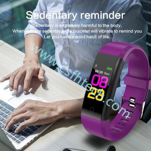 csfhtech Smart Bracelet Watch 115 Plus Smart Wristband Fitness Tracker Waterproof Blood Pressure Heart Rate Monitor Smart Watch Women