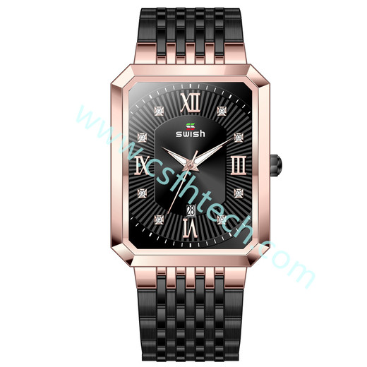 csfhtech Men's Luxury Stainless Steel Gold Watch Top Brand Relogio Masculino Geneva Rectangle Quartz Watch Man Business Watches Mens 2021