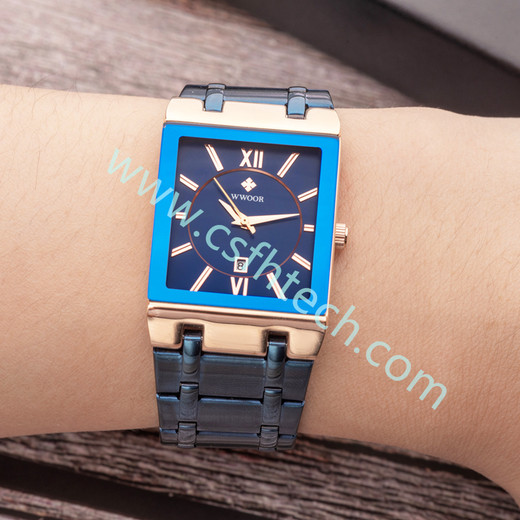 csfhtechMen Watches Top Brand Luxury WWOOR Gold Black Square Quartz watch men 2021 Waterproof Golden Male Wristwatch Men watches 2021