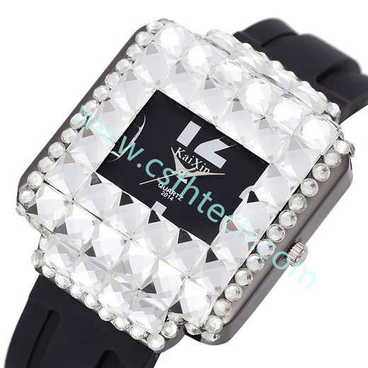 csfhtech Classic fashion creative full diamond women watch watch simple silicone band fashion watch quartz watch