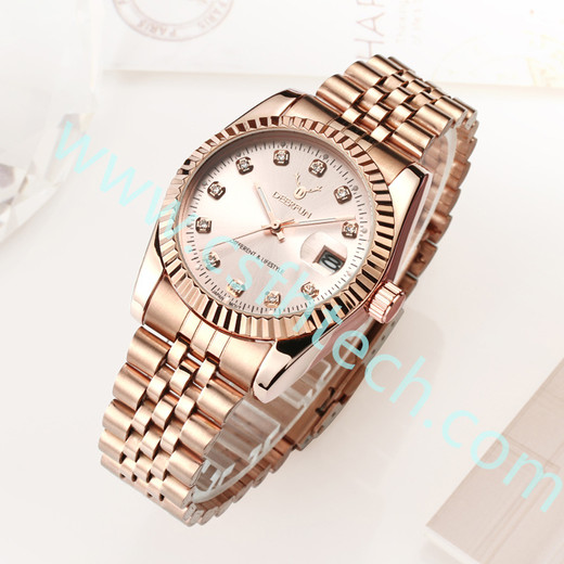 Csfhtech Famous Brand Fashion Luxury Steel Metal band ROSE GOLD Bracelet watch for Men and Women Gift Dress Watches 