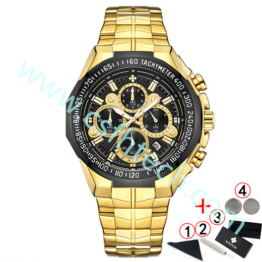 Csfhtech Relogio Masculino Wrist Watches Men 2021 Top Brand Luxury WWOOR Golden Chronograph Men Watches Gold Big Male Wristwatch Man 2021