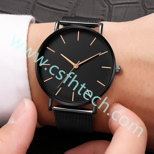 Csfhtech  Reloj Mujer Ladies Fashion Metal Hour Casual Watch Simple Quartz Wrist Watch Female Black Mesh Stainless Steel Watch Saa Bracele