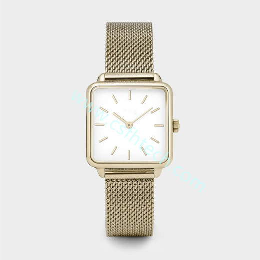 Csfhtech Luxury Women Watches Rose Gold Simple Magnetic Mesh Belt Band Watch Women's Fashion Square Wristwatch 