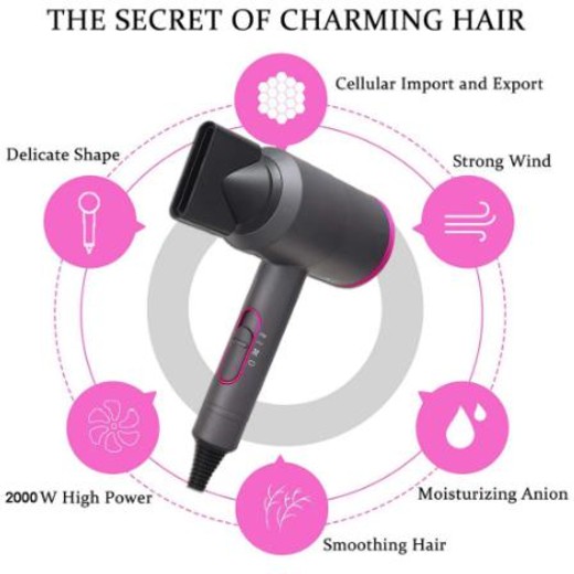 Csfhtech Professional Salon hair dryer brush 2 in 1 Hot Air Brush Hair Dryers Negative Ionic dryer for hair Blow Dryer Strong Wind