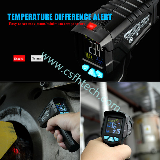 Csfhtech  -50~800C high-precision industrial digital infrared thermometer non-contact infrared laser high temperature hygrometer infrared liquid crystal thermometer pressure gauge