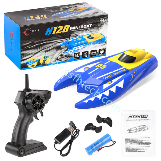 Csfhtech H128 Rc Boat 147 2.4GHz Remote Control Speed mini Boat Dual Motors 15kmh 20minutes Fligt Time RC Ship Speedboat Electric Toys