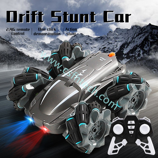 Csfhtech 360° Rotating Remote Control RC Car 4WD 2.4G Drift Stunt Car High Speed Climbing Off-road Racing Car LED Lights Toy Kids Gift