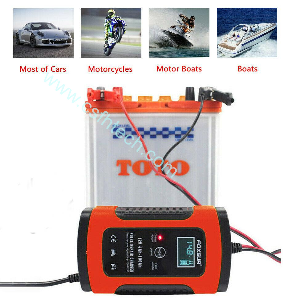 Csfhtech Car Battery Charger 12V 5A LCD Intelligent Automobile Motorcycle Pulse Repair Battery Charger Polarity protection (3).jpg