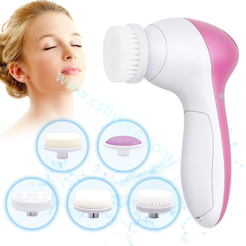 Csfhtech  1 5 in1 Electric Face Cleaner with brushes personal care acne Facial Massager women skin (1).jpg