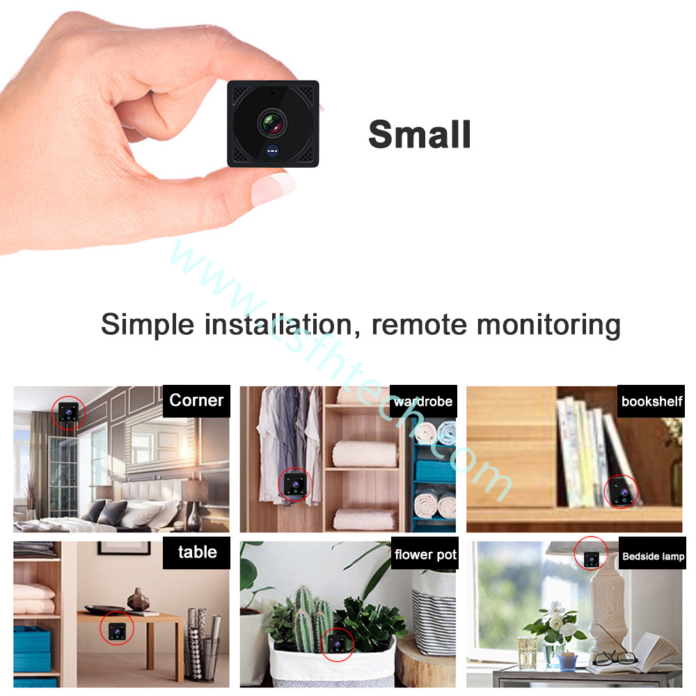Csfhtech Action Camera 1080P Night Vision Mini Camera Wifi Magnetic 120° Wide Angle Wireless IP Camera Built-in Battery AP Hotspot Camera (9).jpg