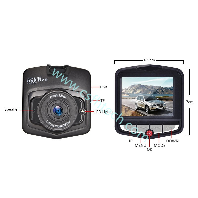 Csfhtech  Car DVR Dash Camera HD 1080P Driving Recorder Video Night Vision Loop Recording Wide Angle Motion Detection Dashcam Registrar (8).jpg