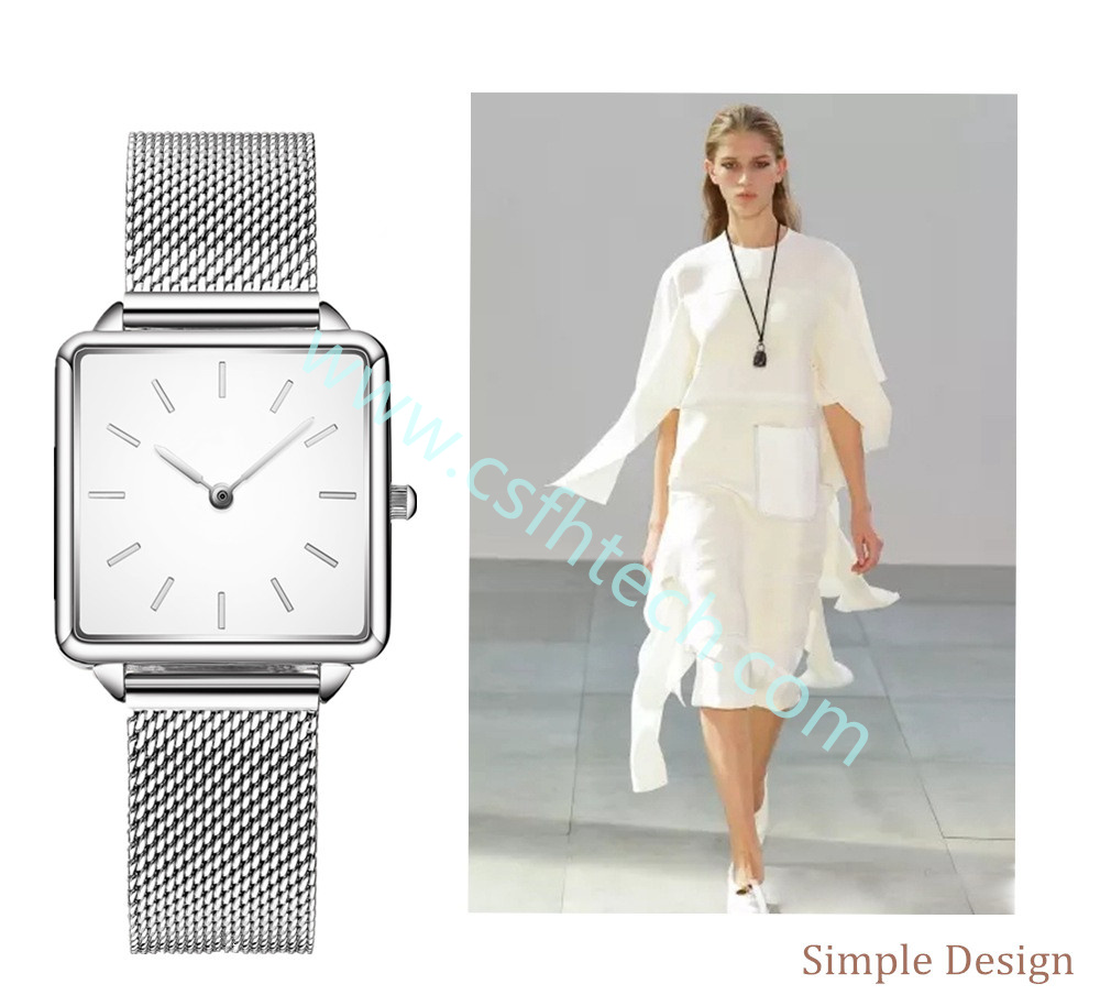 Csfhtech  2021 Luxury Women Watches Rose Gold Simple Magnetic Mesh Belt Band Watch Women's Fashion Square Wristwatch 1 (5).jpg